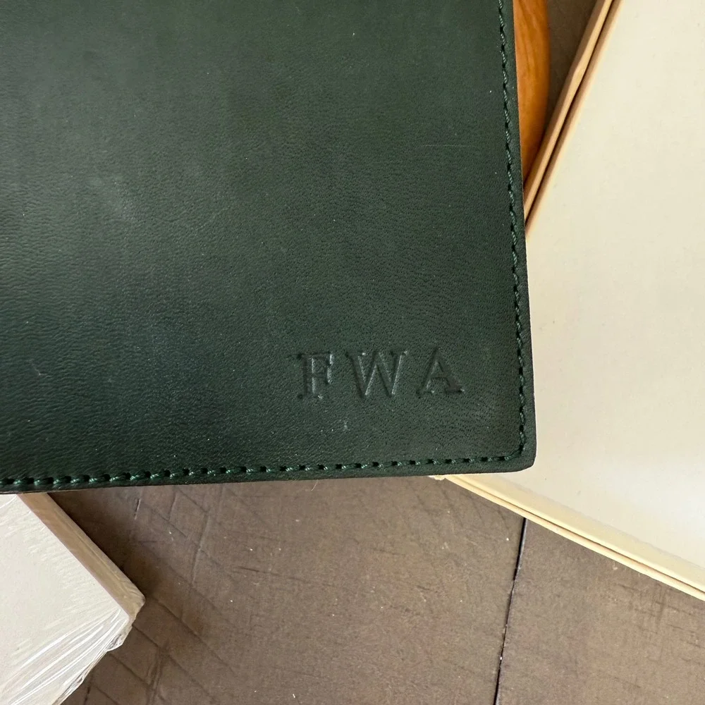 FWA Monogrammed Leather Writing Pad‎ Folio with Paper Refills & Box